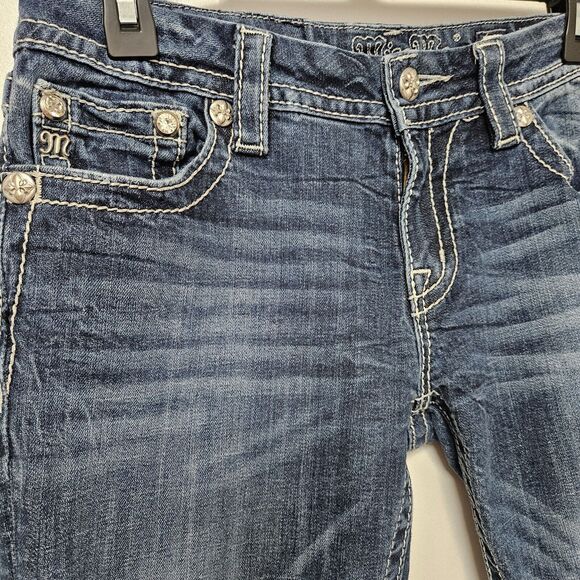 MISS ME Jeans Women's 29 (29x26.5) Signature Boot Low-Rise Embellished Raw Hem - Picture 5 of 10